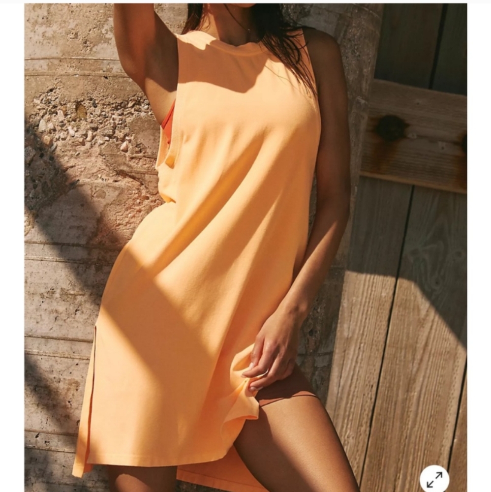 Free People Hot Shot Tunic Tank Dress I Neon Clementine NWOT
